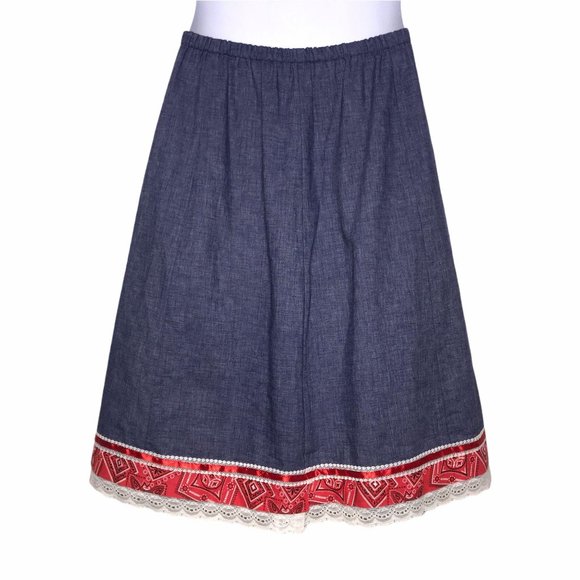 Vintage Reversible Western Denim Paisley Skirt M - Picture 11 of 12